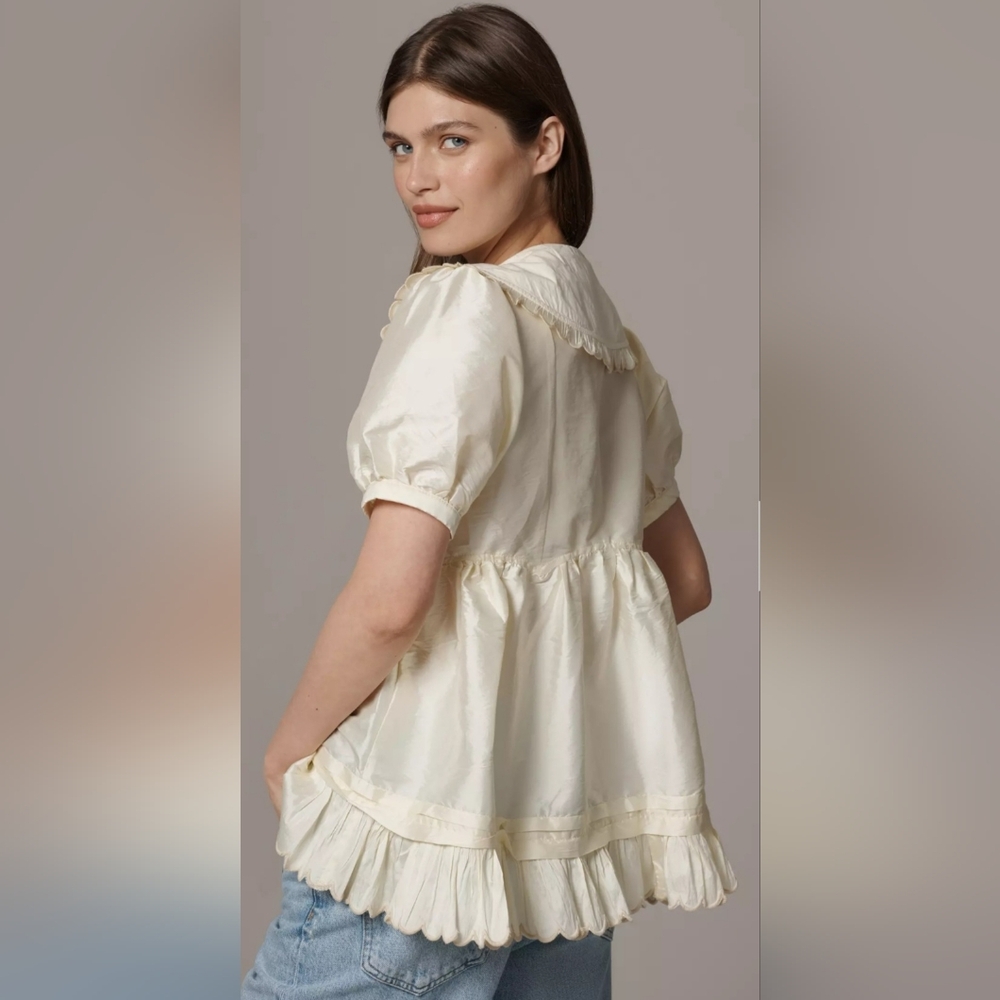 MAEVE Puff Sleeve Collared Babydoll Blouse - Picture 3 of 3